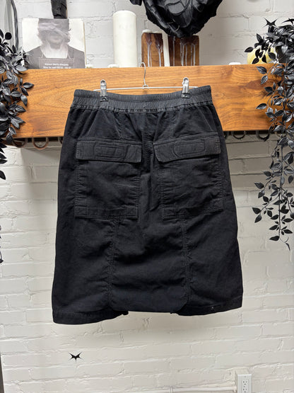 Rick Owens Sun-Bleached Black Corduroy ‘Pod’ Drop Crotch Drawstring Shorts