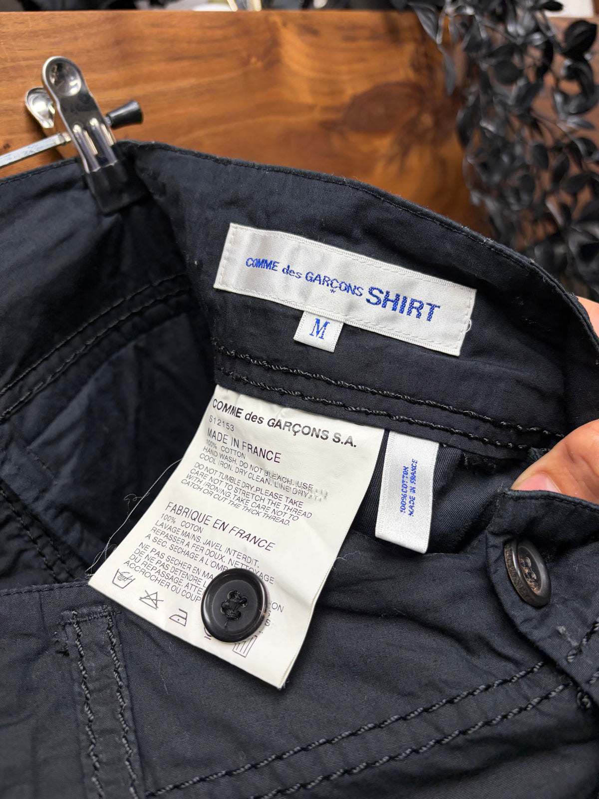 Comme Des Garçons Shirt ‘Double Seam’ Lightweight Black Cotton Cargo Pants