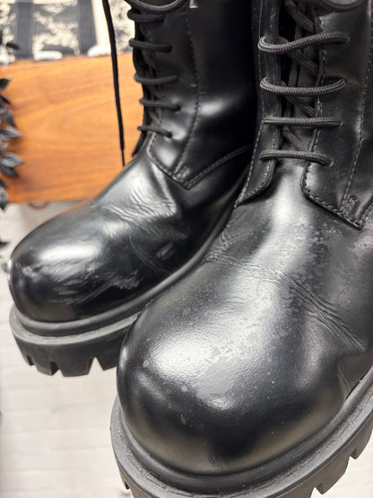 Balenciaga ‘Sergent’ 20MM Black Patent Leather Platform Combat Boots