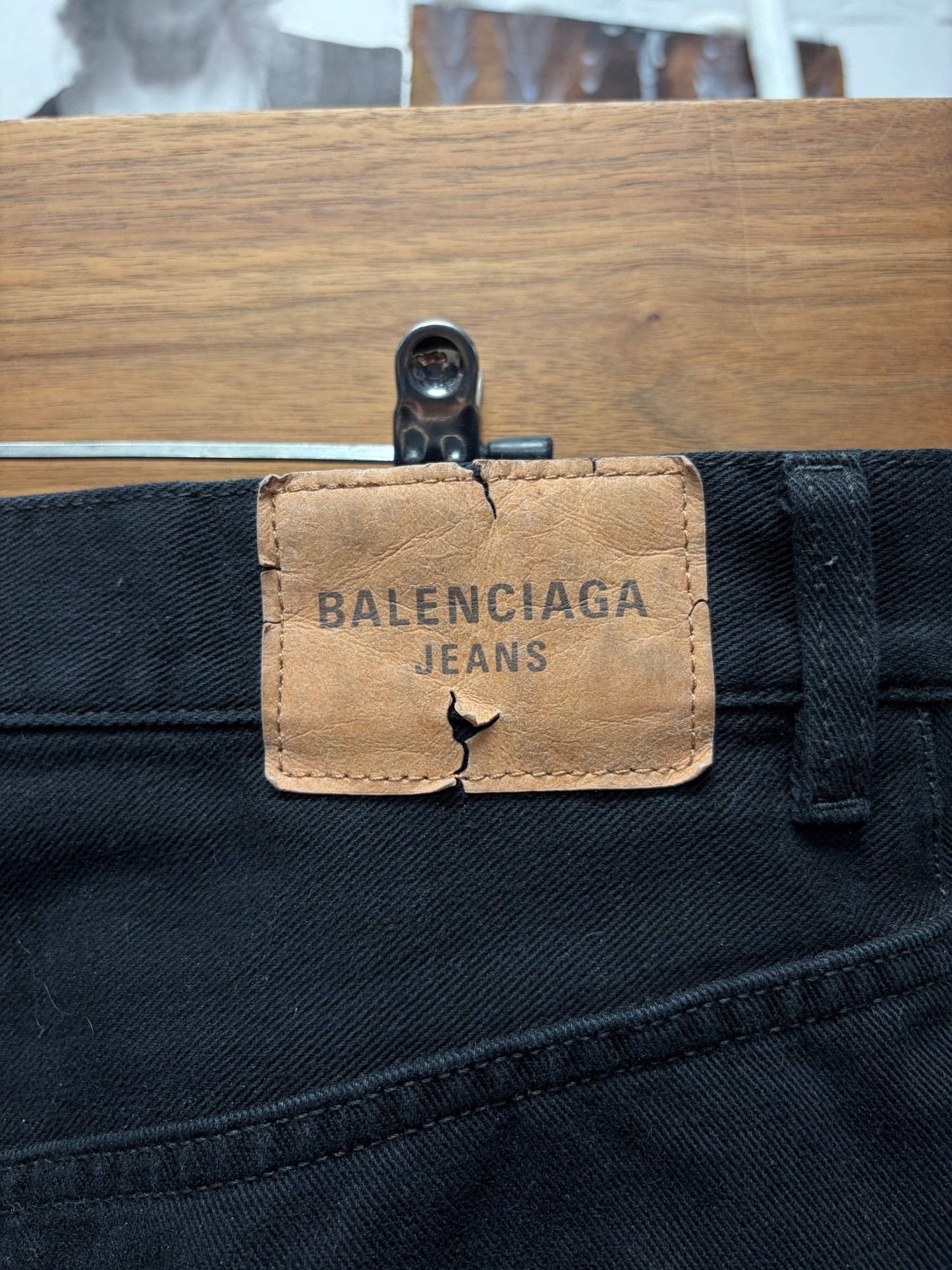 2024 Balenciaga ‘Heel-Bite’ Heavyweight Wide Leg Black Denim