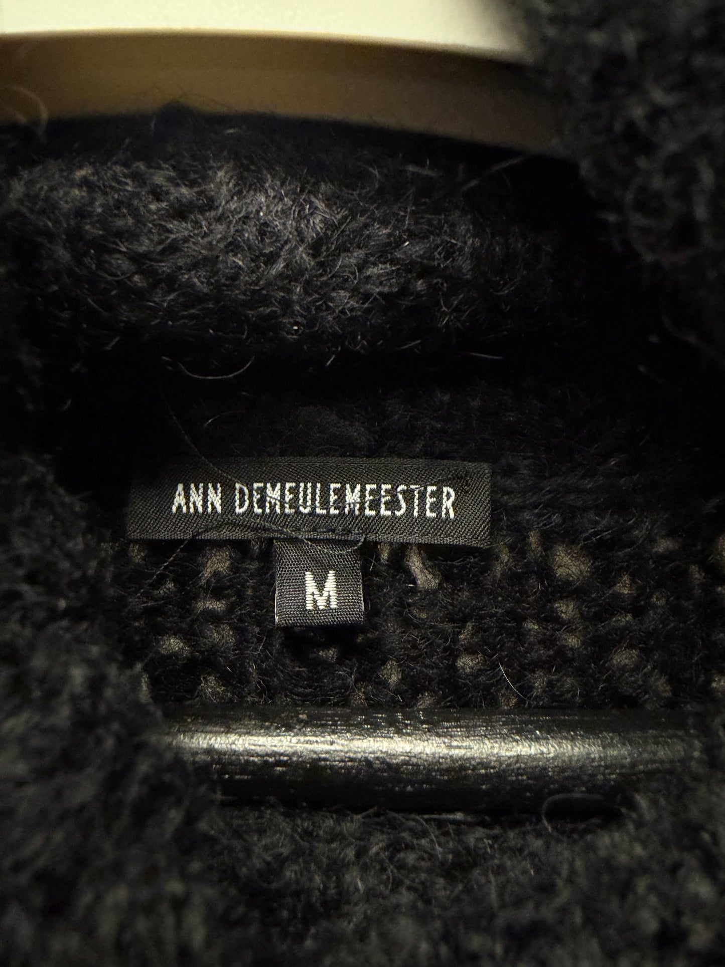 Ann Demeulemeester Alpaca Wool/Mohair Black Asymmetric Knit Turtleneck Sweater