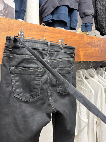 Rick Owens ‘Detroit Cut’ Waxed Black Skinny Jeans