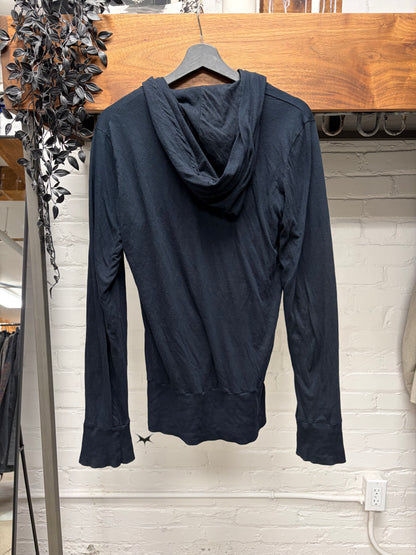 Ann Demeulemeester Double Layered Cotton ‘Button’ Hoodie