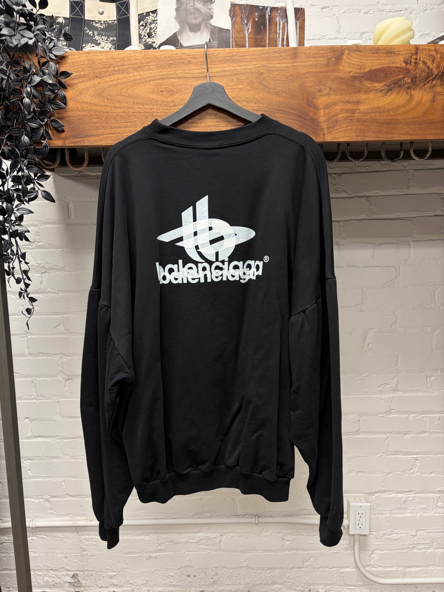 SS2024 Balenciaga ‘Layered Sports Logo’ Black Heavy Cotton Sweatshirt
