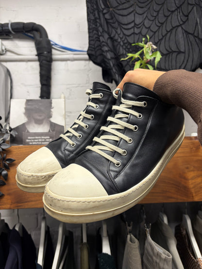 Rick Owens ‘Ramones’ Black/Milk Leather Low Top Sneakers