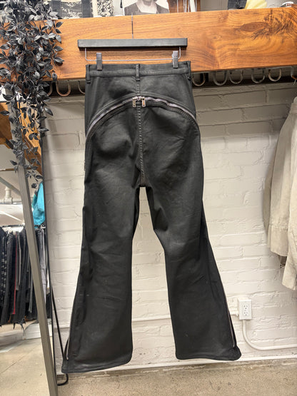 Rick Owens Waxed Black ‘Banana Bolans’ Flared Leg Denim