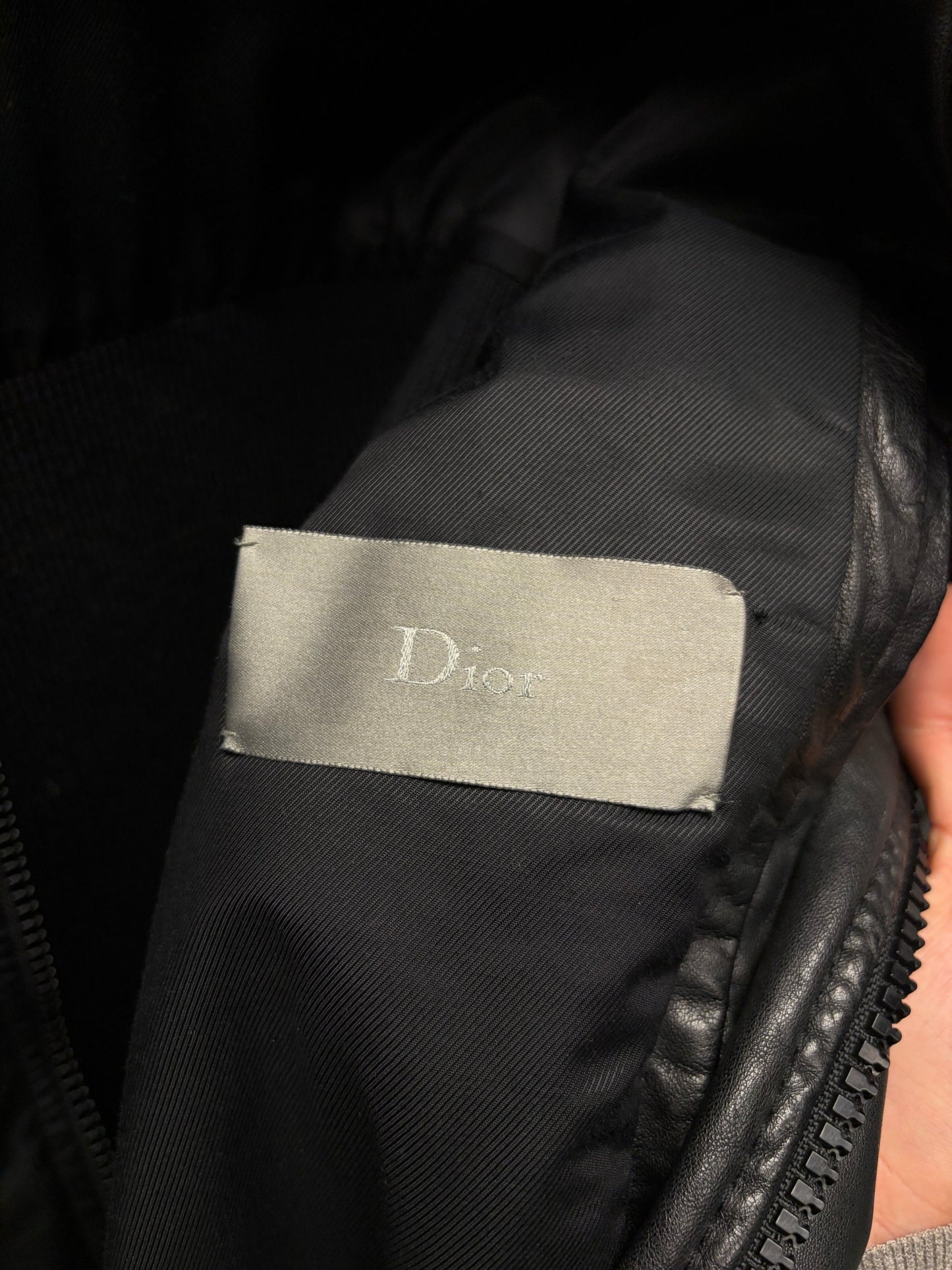 AW2005 Dior Homme by Hedi Slimane ‘In the Morning’ Black Ribbed Sleeve Leather Jacket