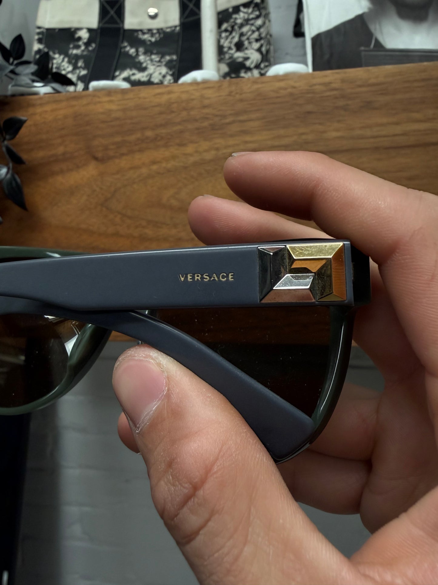 Versace Dark Green/Gold Aviator Sunglasses
