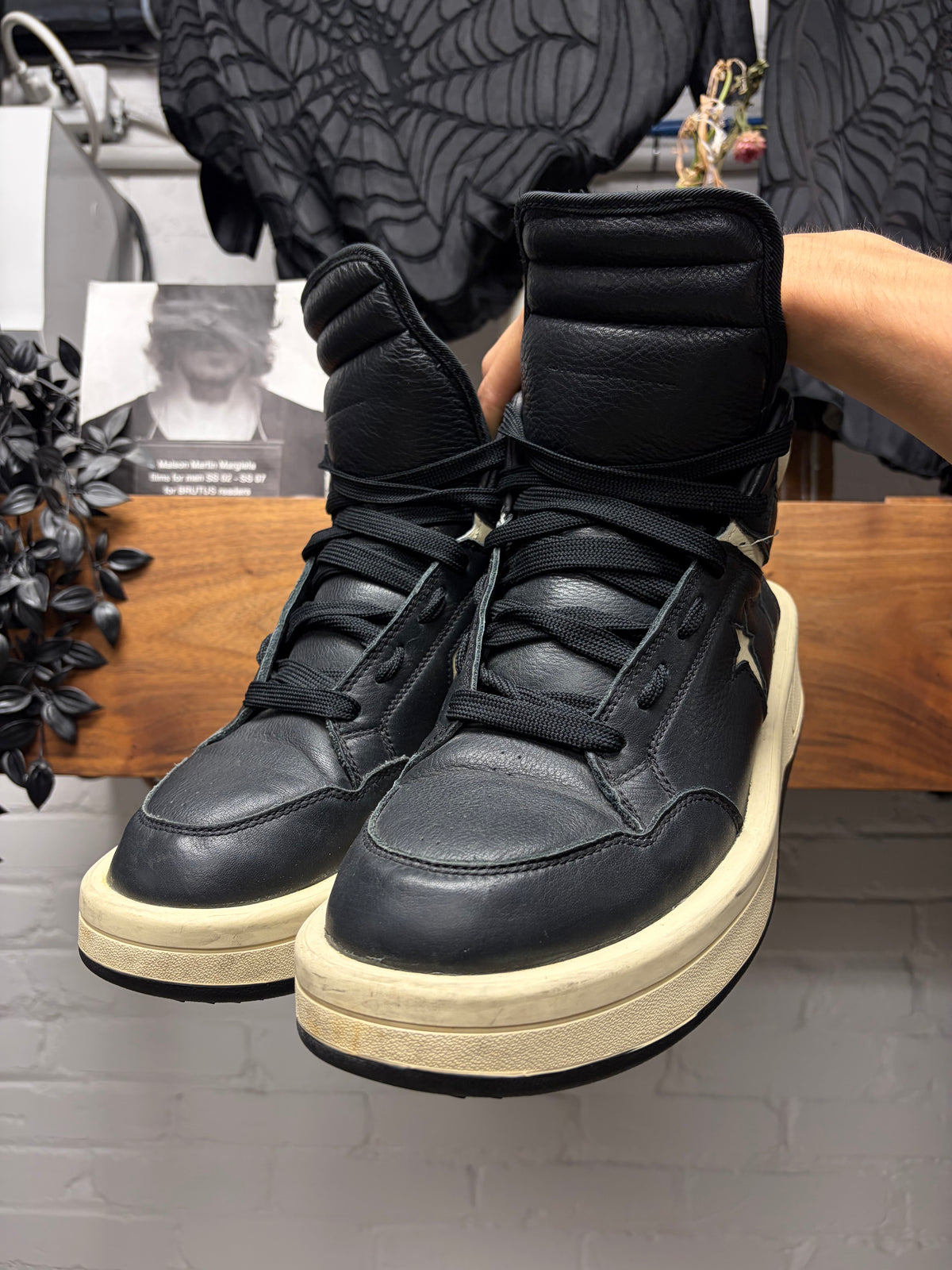 Rick Owens x Converse ‘TurboPWN’ Black/Milk High Top Sneakers