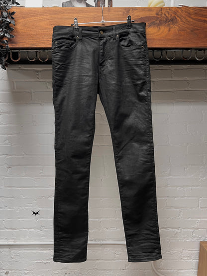 2020 Saint Laurent ‘D02’ Waxed Black Skinny Jeans