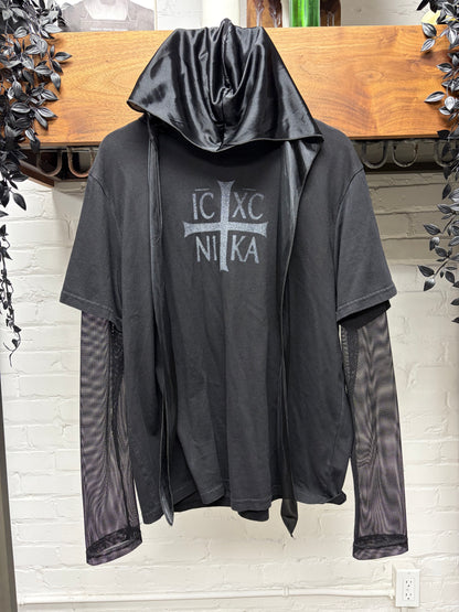 Project G/R ‘Durag’ Layered Cotton/Mesh Long Sleeve Shirt