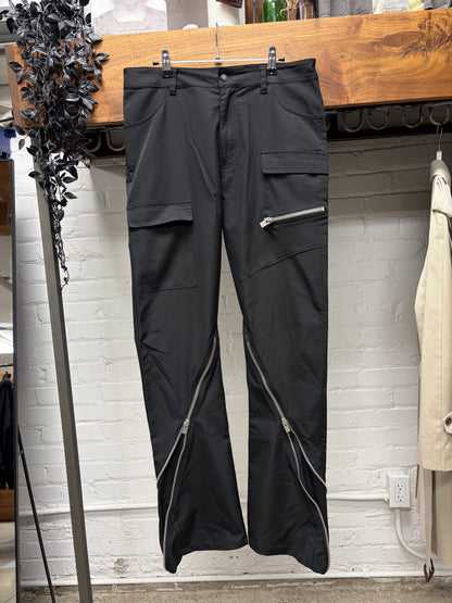 Heliot Emil Black ‘Furtive’ Spiral Zip Cargo Pants