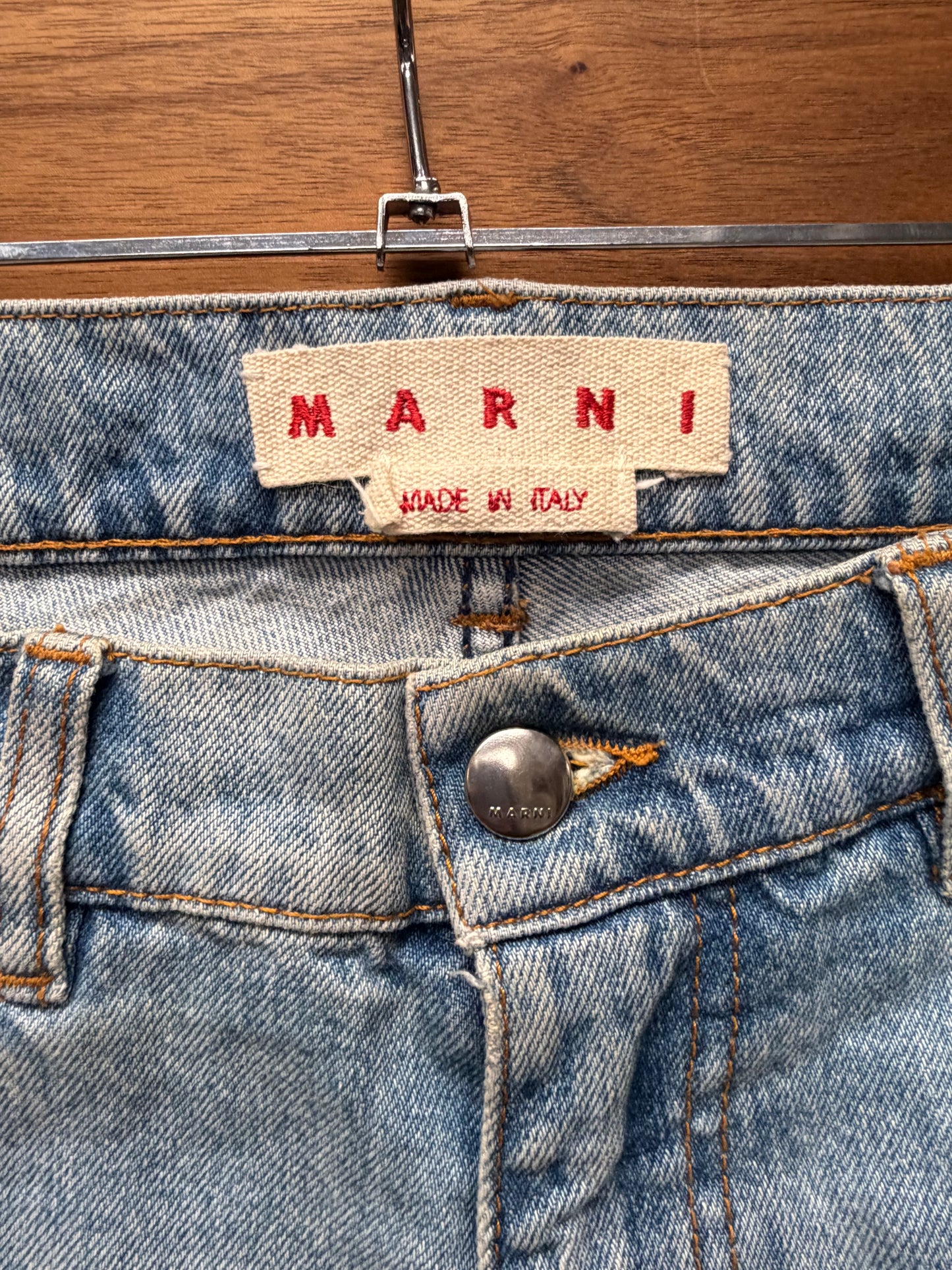 Marni Mohair Patch Straight Leg Washed Blue Denim