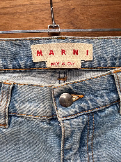 Marni Mohair Patch Straight Leg Washed Blue Denim