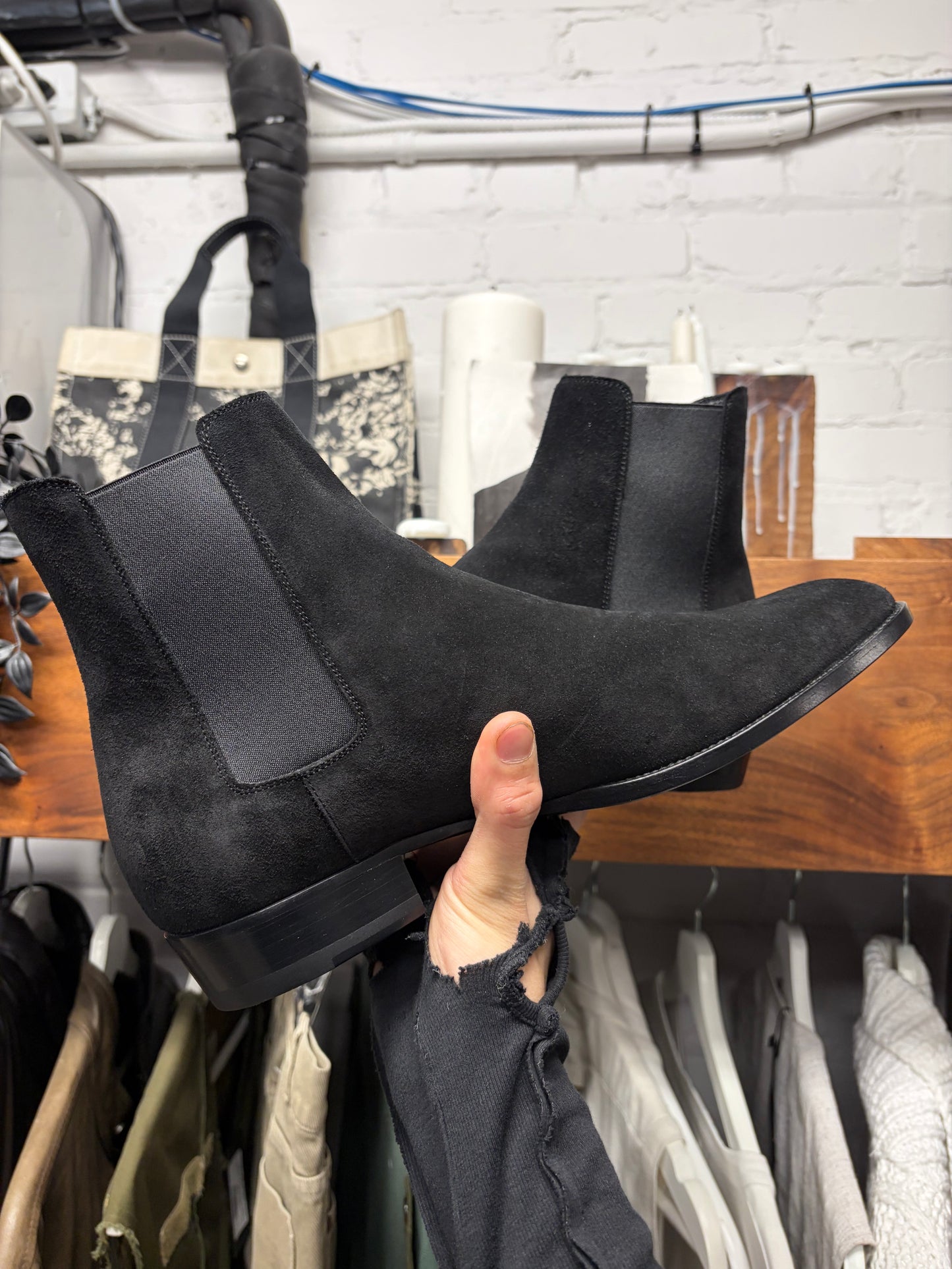 Saint Laurent ‘Wyatt’ Black Suede Chelsea Boot