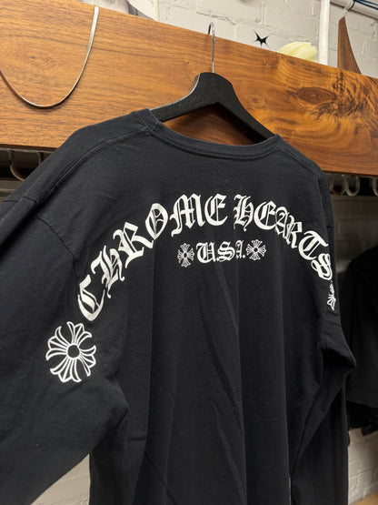 Chrome Hearts Scroll Logo Black Long Sleeve Shirt