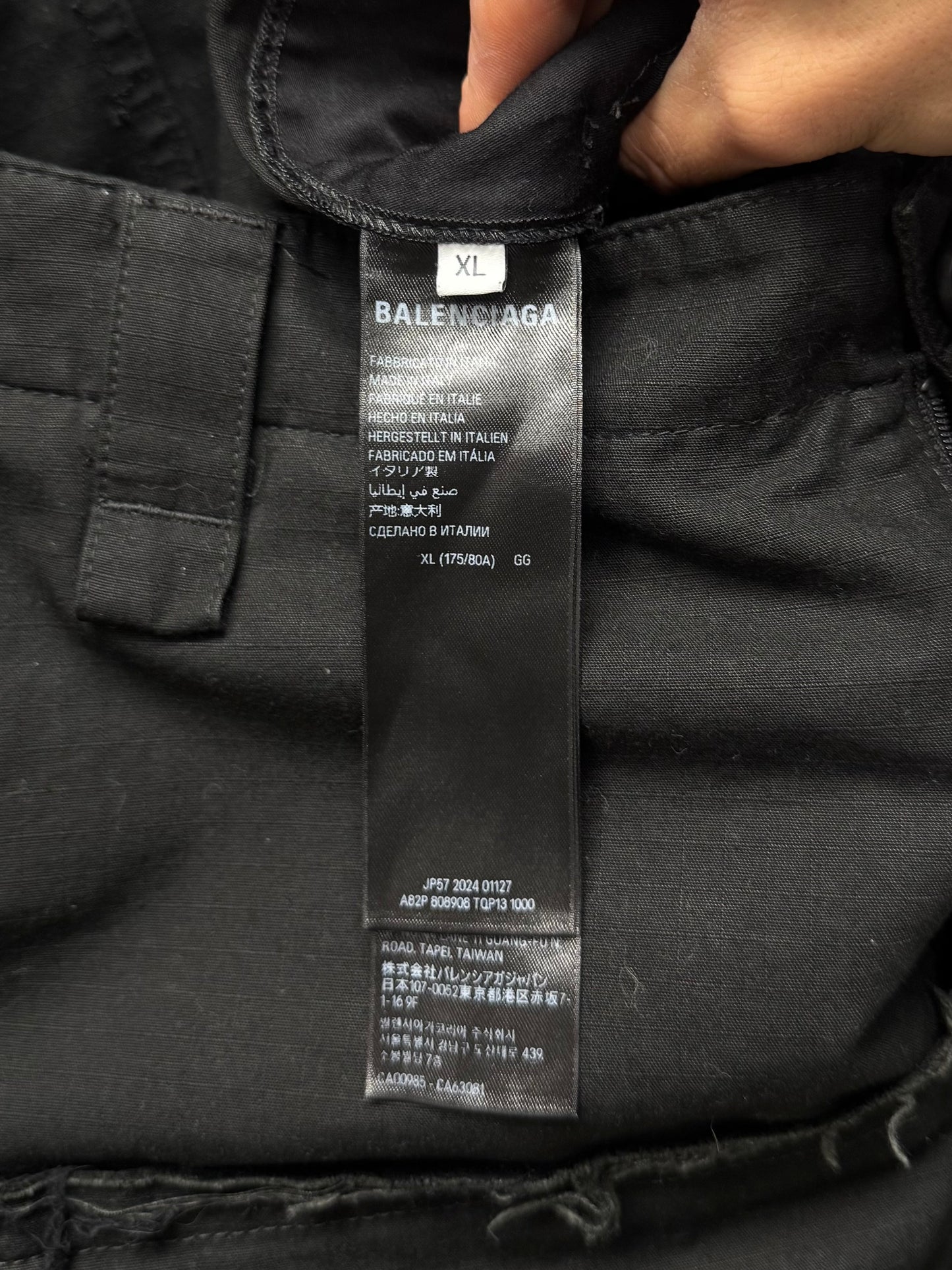 AW2024 Balenciaga ‘Cut Up’ Double Waisted Ripstop Cargo/Denim