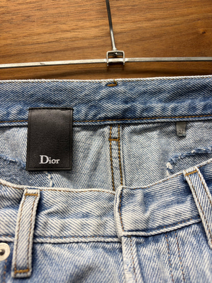 Dior Homme Light Wash Blue Crash Distressed Skinny Jeans