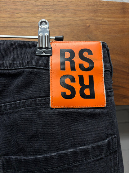 Raf Simons Orange ‘RS Patch’ Black Slim Cut Denim