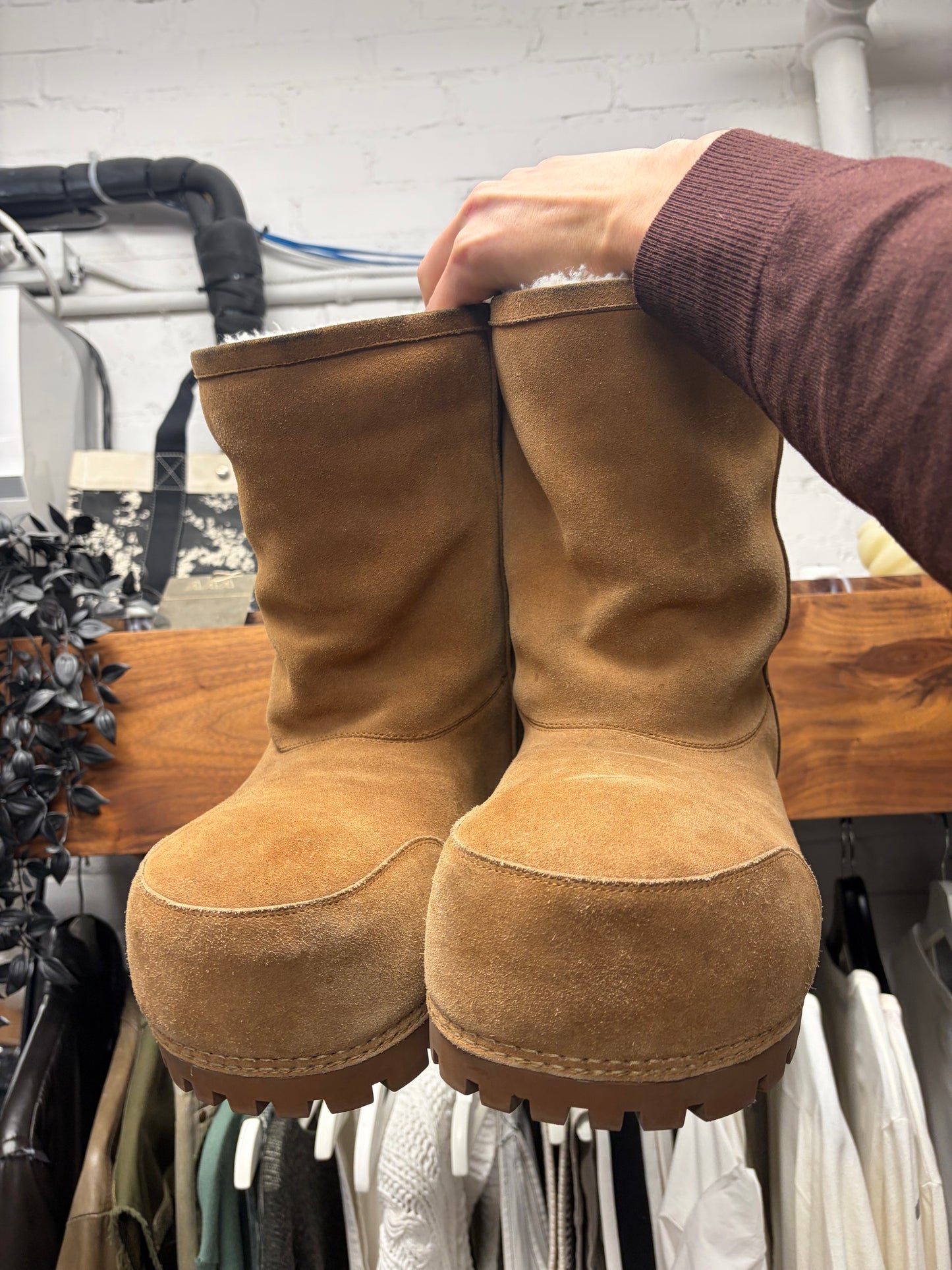 Balenciaga ‘Alaska’ Brown Suede/Shearling Mid Top Boots