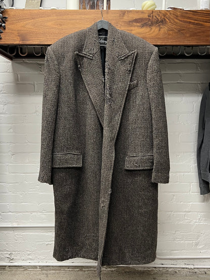SS2021 Balenciaga Oversized ‘Shoulder-Pad’ Wool/Tweed Distressed Overcoat