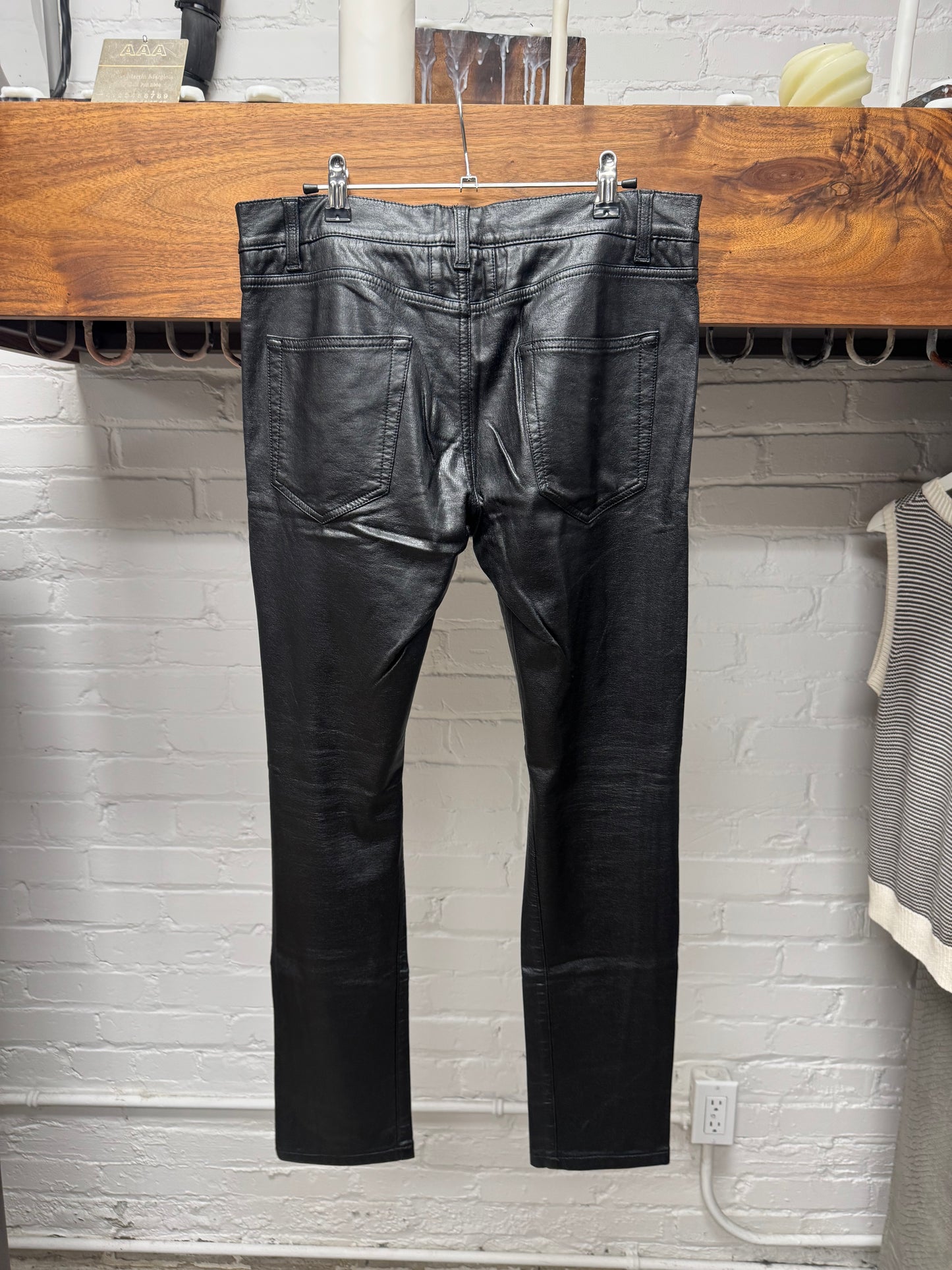 2013 Saint Laurent by Hedi Slimane ‘Waxed Leather’ Skinny Bottoms