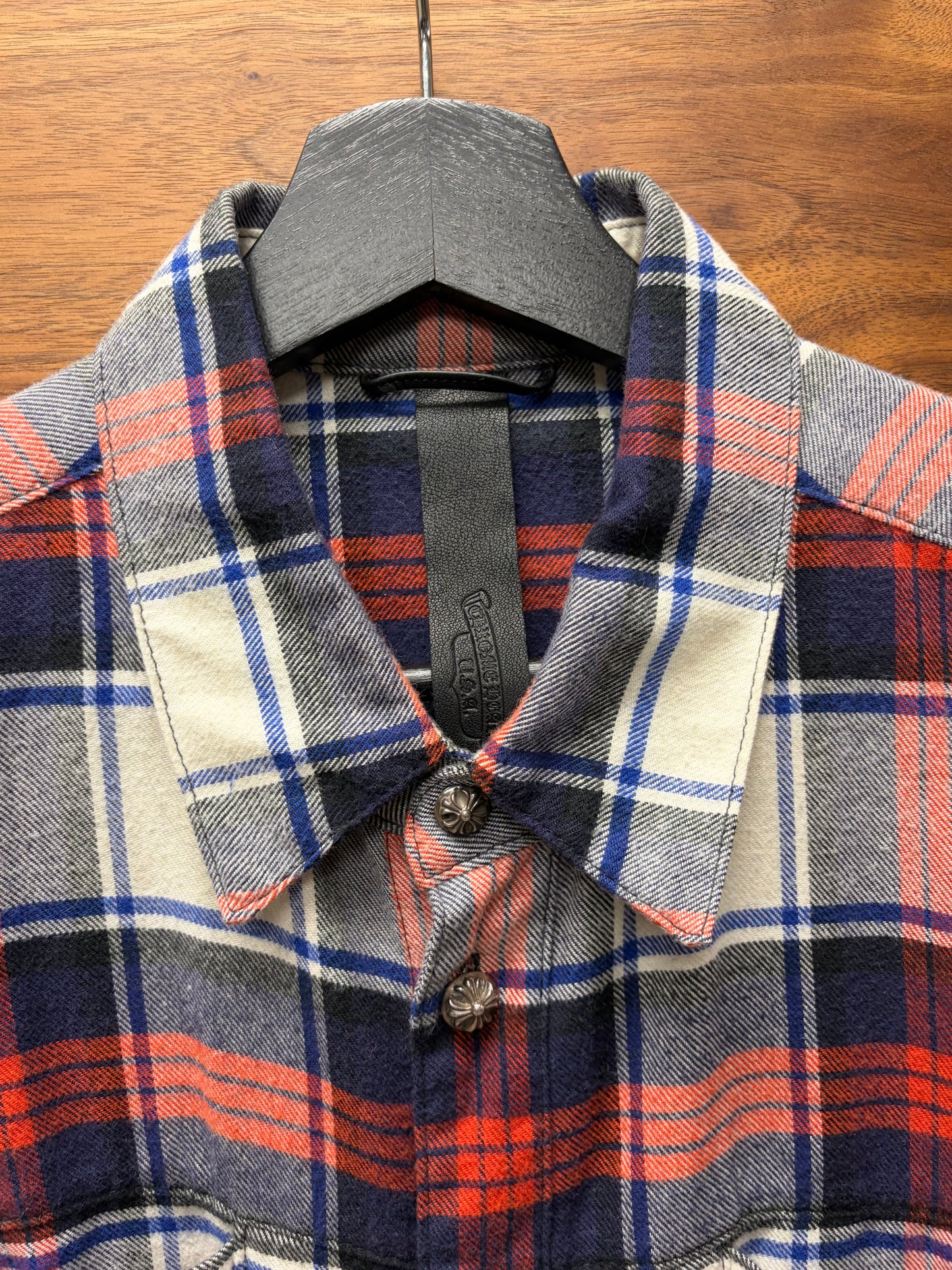 Chrome Hearts ‘Front Pocket’ Leather Cross Patch Flannel