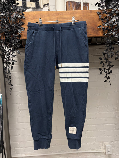 Thom Browne Navy/White ‘Striped Logo’ Sweatpants
