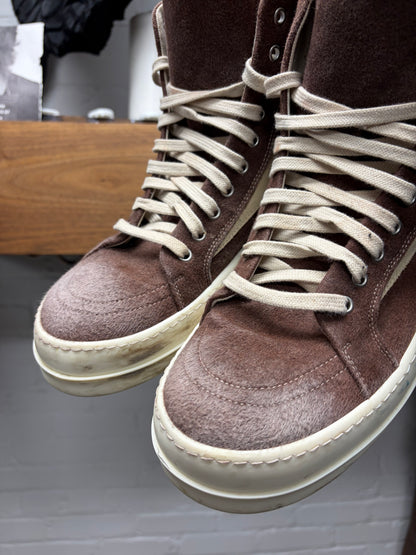 Rick Owens ‘Vans’ Mainline Brown Suede High Top Sneakers