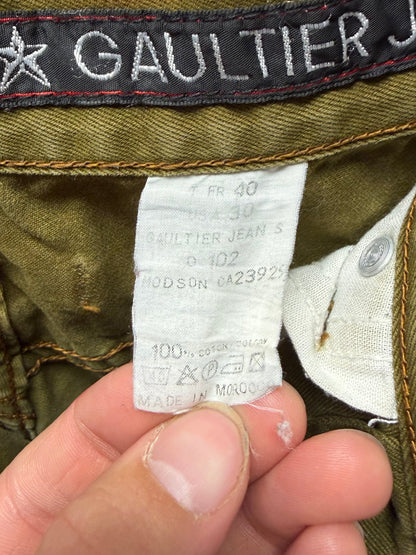 Vintage Jean Paul Gaultier ‘Sailor’ Button Fly Faded Green Denim