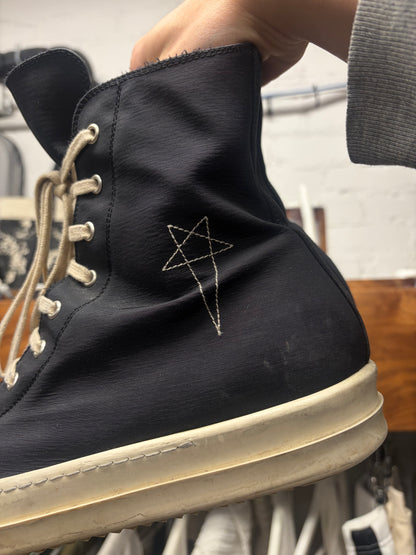 Rick Owens Pentagram Black/Milk Canvas ‘Ramones’ High Top Sneakers