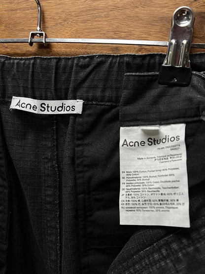 Acne Studios Black Ripstop ‘Convertible’ Wide Leg Cargo Pants