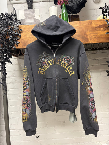 SS2025 Balenciaga ‘Tacky Logo’ Black Studded Zip-Up Hoodie