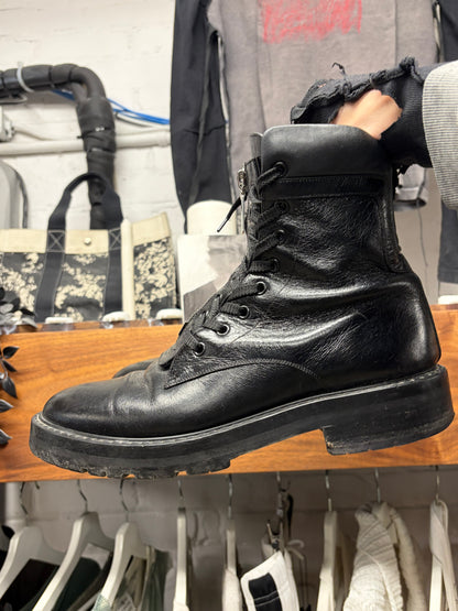 Saint Laurent ‘William’ Double Lace Up Patent Leather Combat Boots