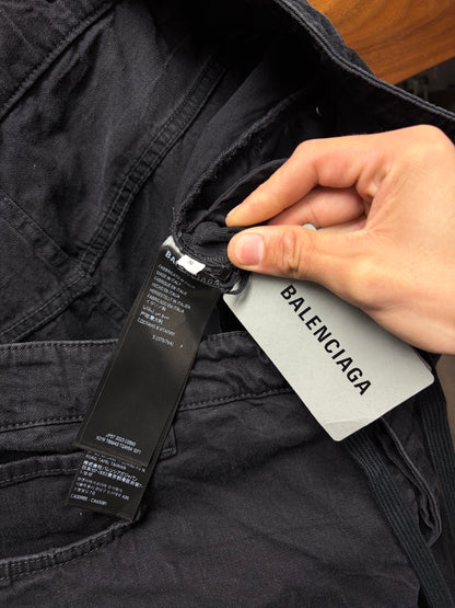 2023 Balenciaga ‘Skater’ Black Wide Leg Drawstring Denim