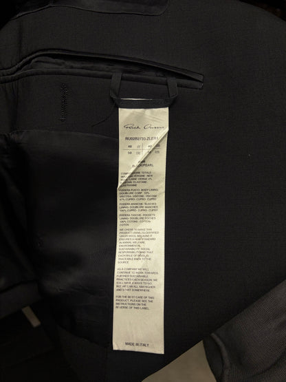 AW2022 Rick Owens ‘Strobe’ Black Blazer with Milk Piping