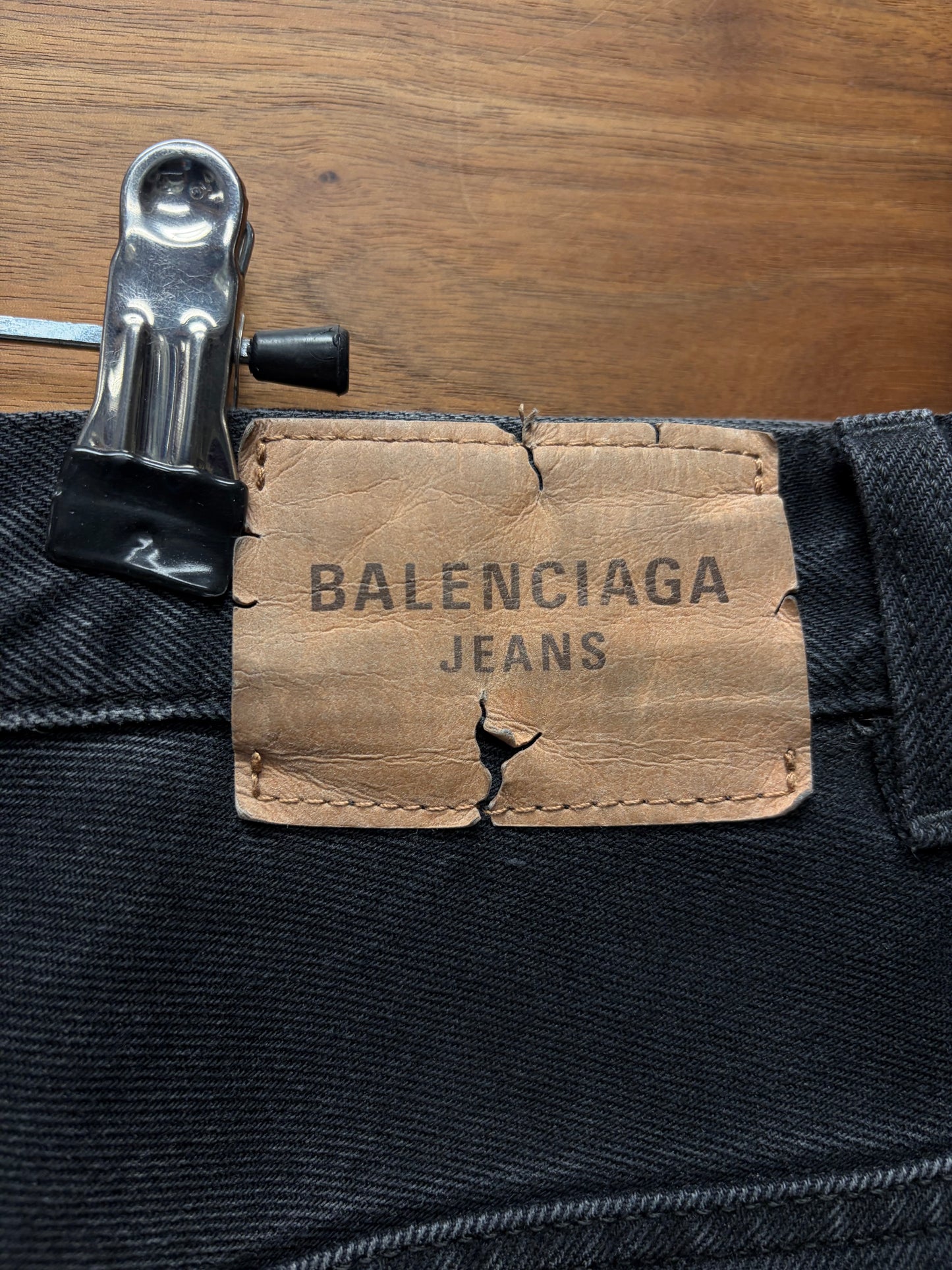 AW2024 Balenciaga ‘Fun Drawstring’ Wide Leg Faded Black Denim