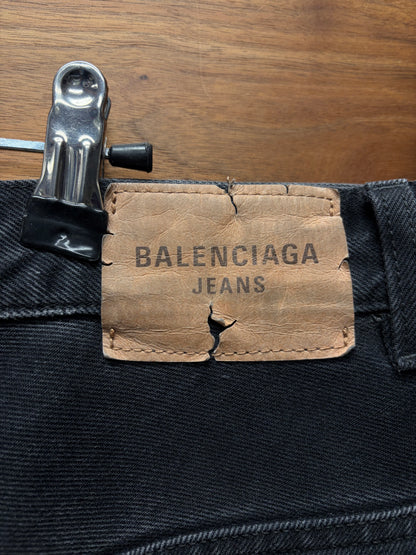 AW2024 Balenciaga ‘Fun Drawstring’ Wide Leg Faded Black Denim