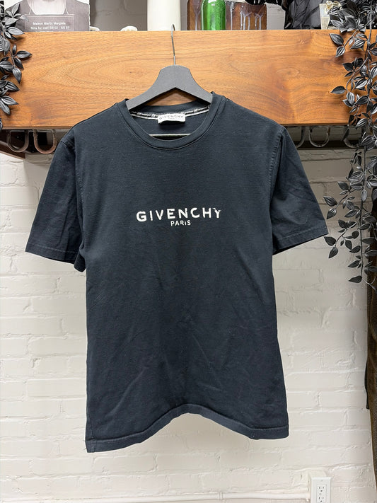 Givenchy Faded Script Chest Logo Black Short Sleeve T-Shirt