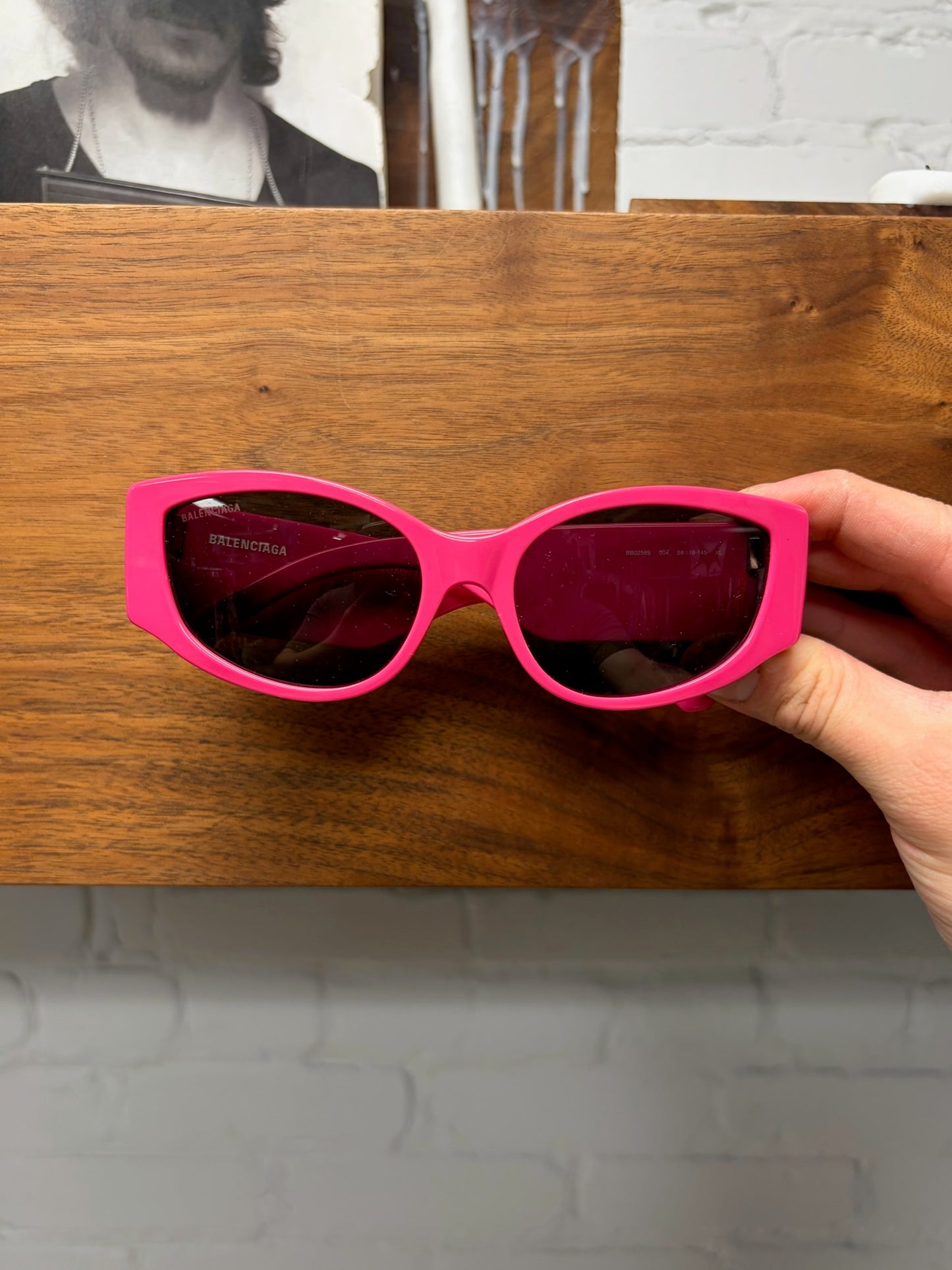 Balenciaga Pink ‘Cat Eye’ Shape Logo Sunglasses