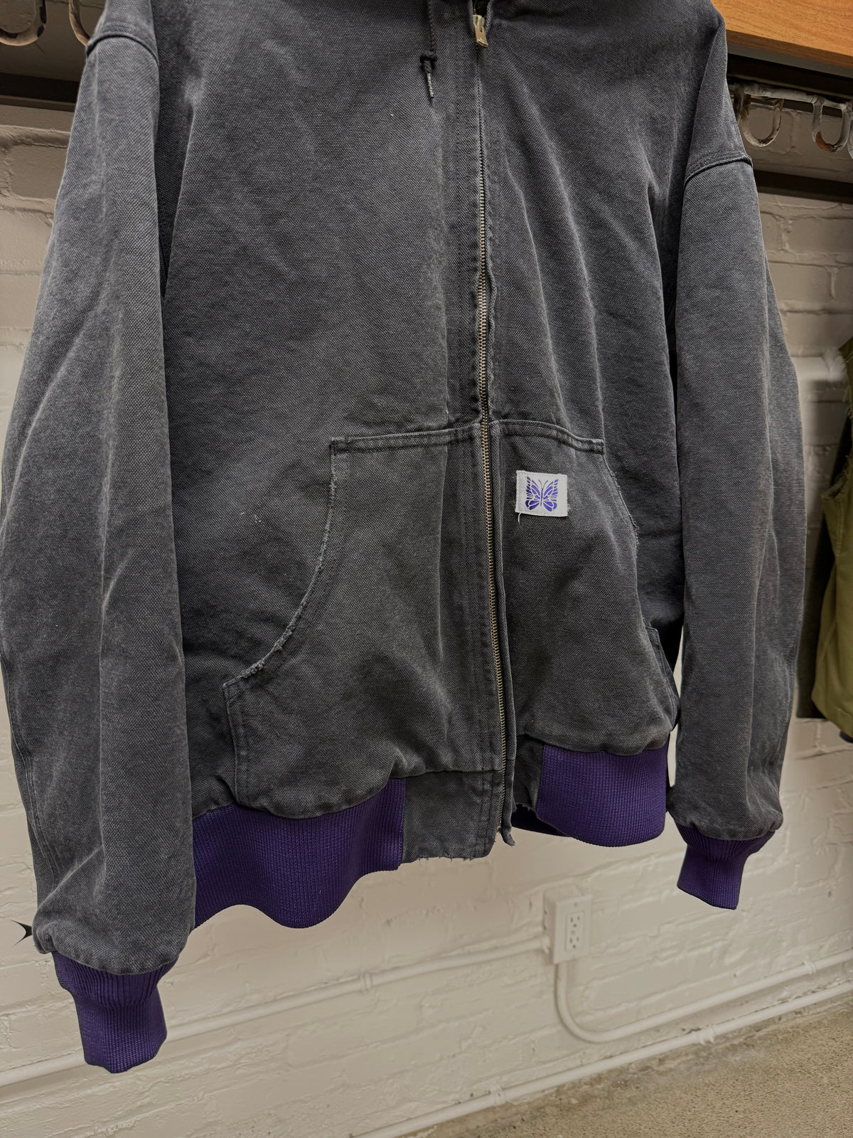 Needles Heavy Denim Black/Purple Zipped Work Hoody