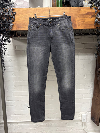 2017 Saint Laurent D05 ‘je t’aime’ Embroidered Pocket Detail Black Skinny Jeans