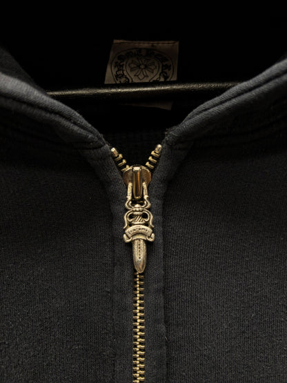 Vintage Chrome Hearts ‘Fuck You’ Thermal Lined Black Zip-Up Hoodie