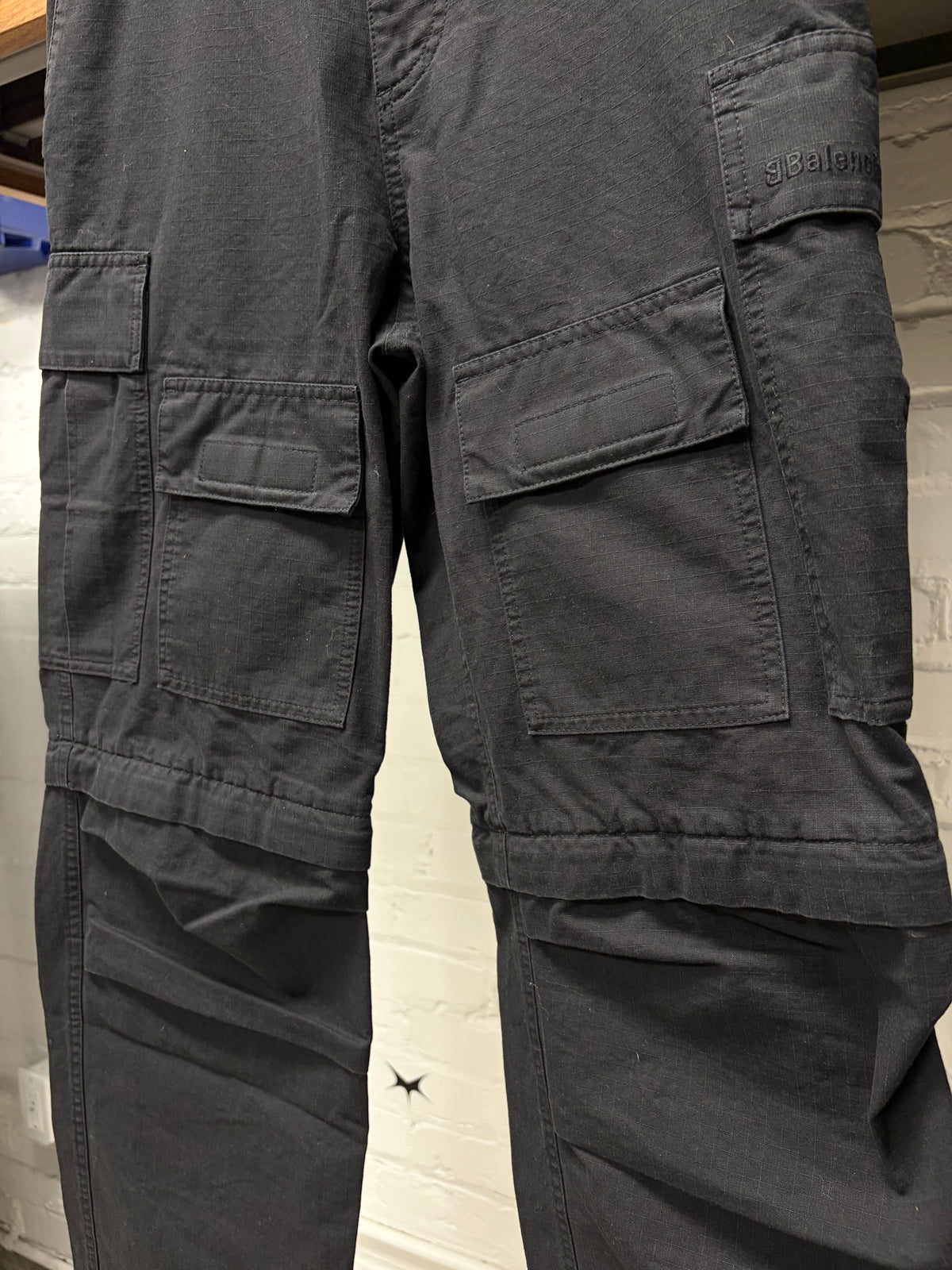 2022 Balenciaga ‘Convertible’ Black Ripstop Straight Cut Cargo Pants