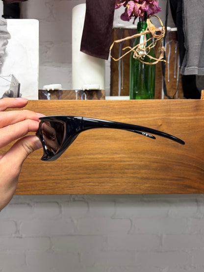 Balenciaga ‘Runner Cat’ Glossy Black Wraparound Sunglasses