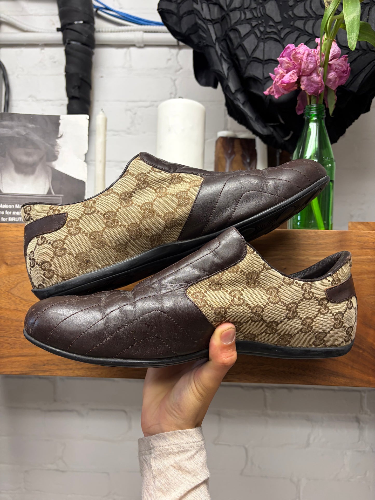 Gucci Canvas Monogram ‘Cycling’ Velcro Strap Low Top Sneakers