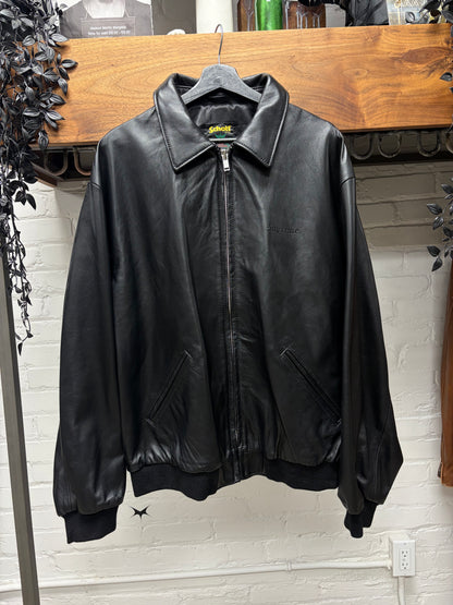 SS2024 Supreme x Schott Black ‘Embossed Logo’ Lambskin Leather Zip-Up Jacket