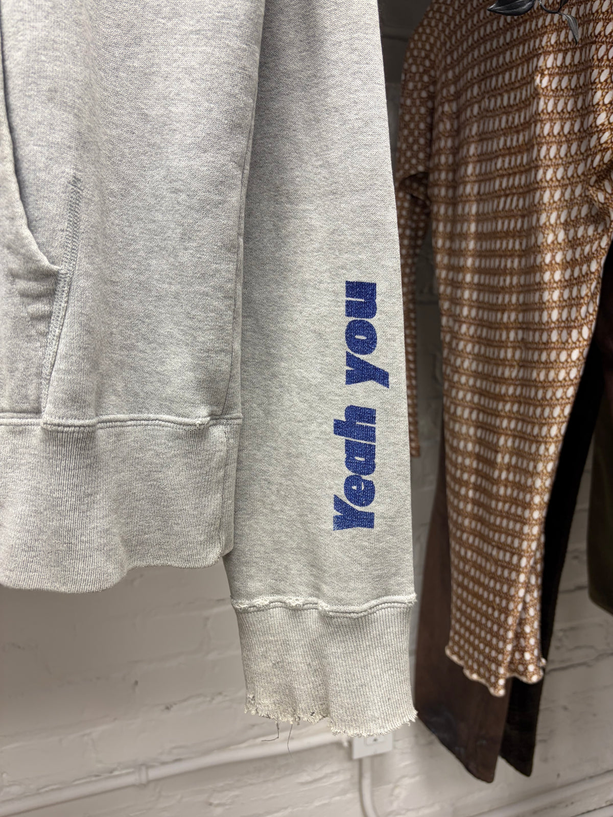 2000s Hysteric Glamour Grey/Blue ‘Metal Logo’ Thrashed Hoodie