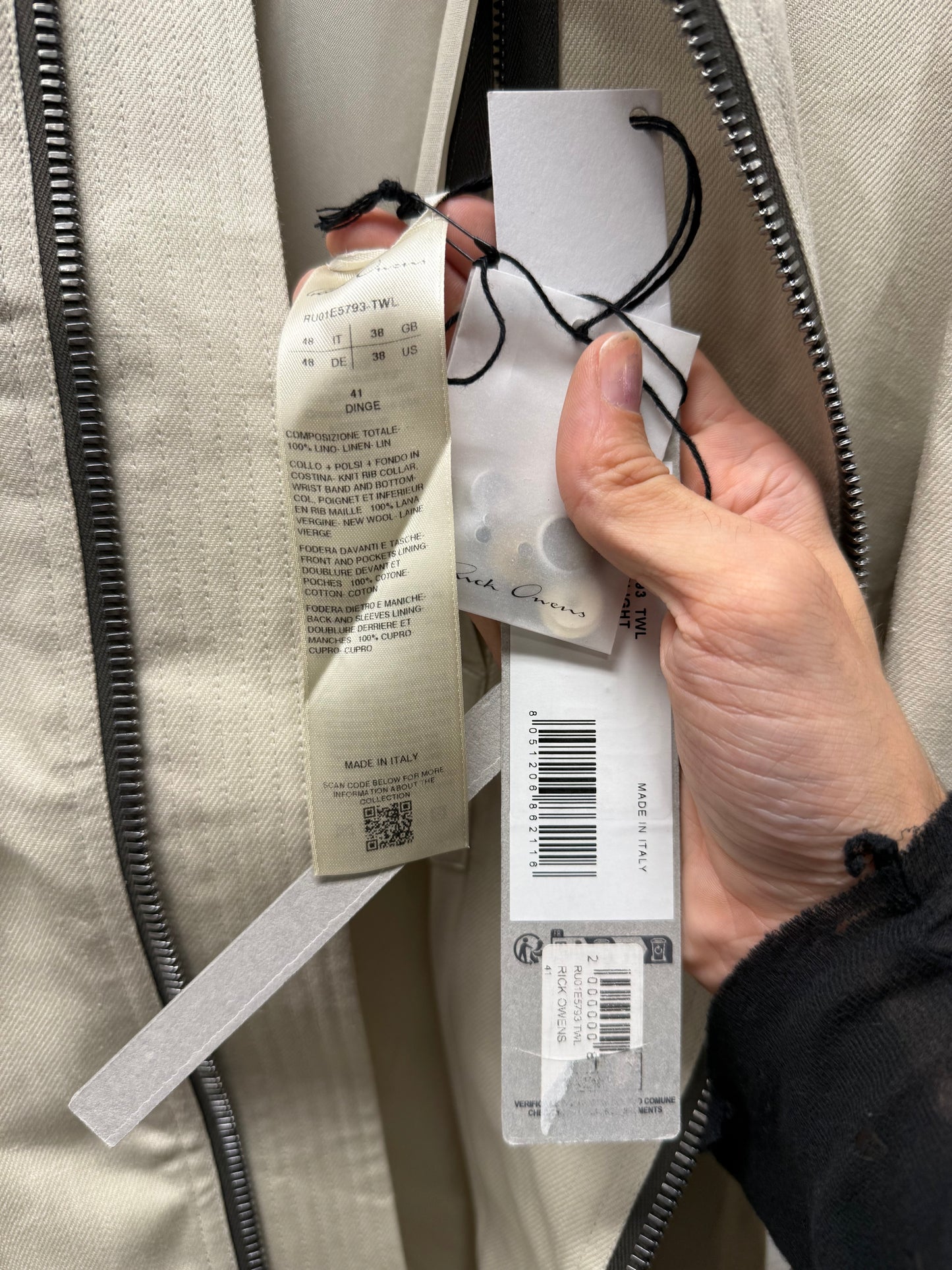 SS2025 Rick Owens ‘Hollywood’ Pearl Grey Bomber Jacket