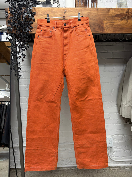 Rick Owens 16oz Japanese Denim ‘Geth’ Wide Leg Orange Jeans